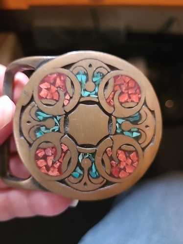 Vintage Belt Buckle Turquoise Tech Ether Guild Bal