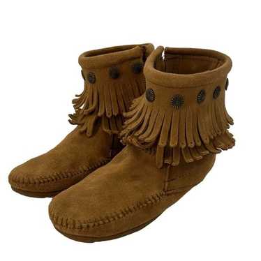 MINNETONKA Leather Fringe Booties SZ 6