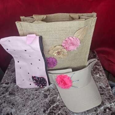 New Floral Bundle-Natural Burlap Jute Bag, Pink Ca