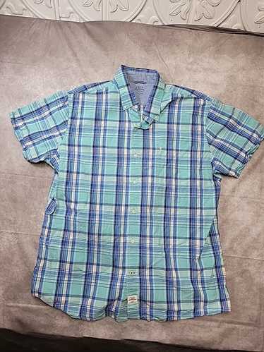 Izod Saltwater Mens Button Down Short Sleeve Blue
