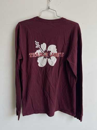 Trader Joes Shirt Mens Small Burgundy Flower Logo 