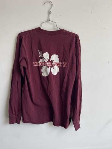 Trader Joes Shirt Mens Small Burgundy Flower Logo 