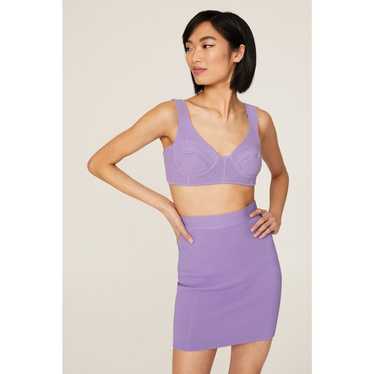 ⭐︎セレブ御用達⭐︎HERVE LEGER 薄紫 ストライプ ノースリーブ XS Herve leger top size - Gem