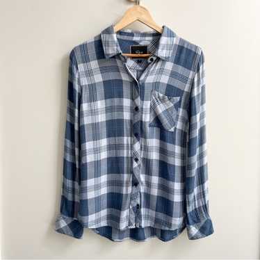 [rails] hunter plaid flannel button down shirt blu