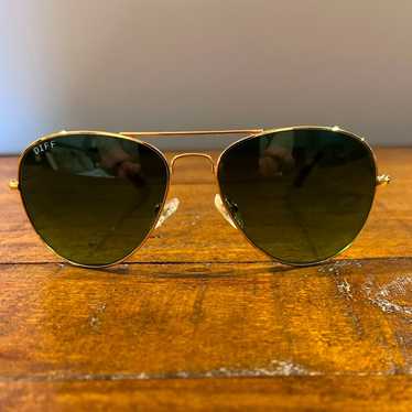 DIFF Gold Tone Aviator Sunglasses. Case is Include