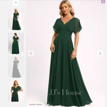 NWT JJ'S HOUSE Forest Green Chiffon Bridesmaid Dre