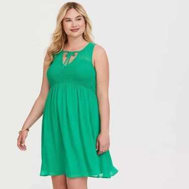 NWT Torrid Green Chiffon Smocked Front Tank Dress 