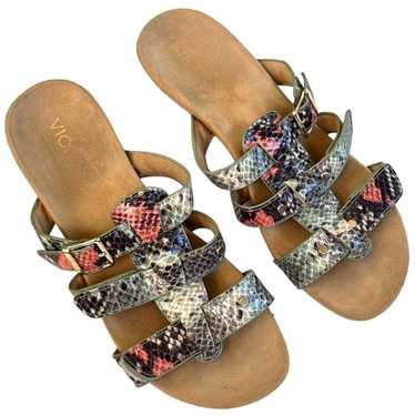 Vionic Snakeskin Patterned Low Wedge Sandals Women