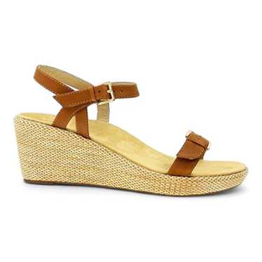 Vionic Enisa Platform Wedge Sandals Brown Leather 