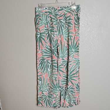 Sigrid Olsen 100% Linen Tropical Leaf Print Ankle 