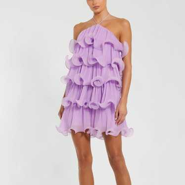 Macduggal Crinkle chiffon ruffle tiered dress NWT