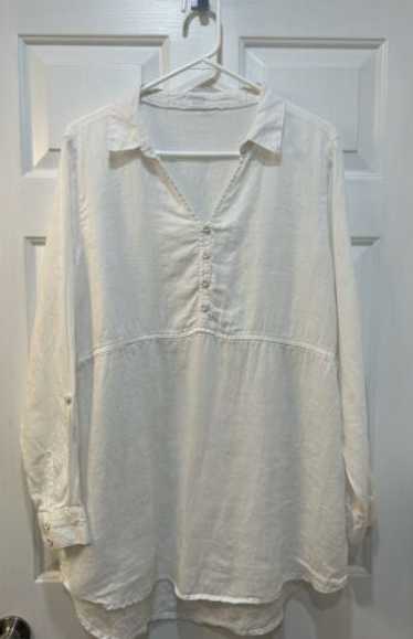 Sigrid Olsen 100% Linen Tunic Blouse Women Sz XL C