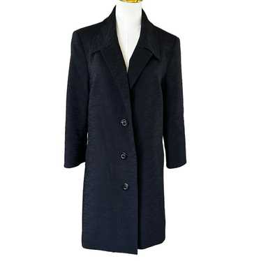KASPER Black Dress Coat Textured Button Front Full