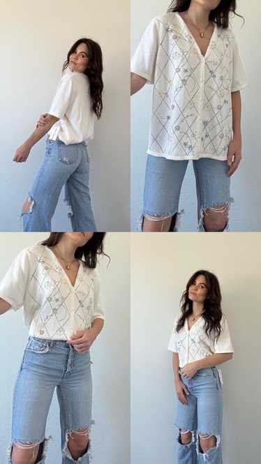 Vintage Alfred Dunner Short Sleeve Floral Sweater 