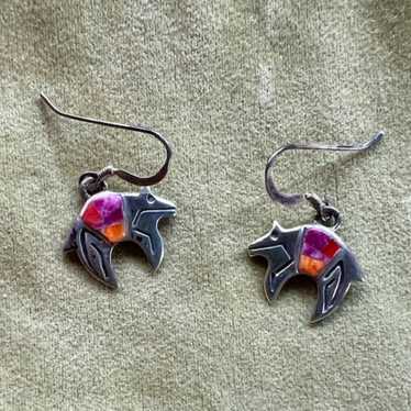 アクセサリー Animal Fetish Pierced Earrings - Silver Vintage Native American Sterling Silver Animal Fetish