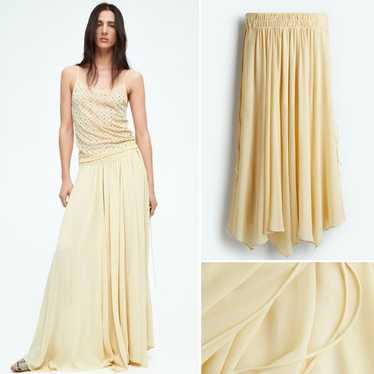 H&M CHIFFON CIRCLE SKIRT PALE YELLOW NWT