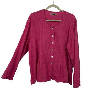 FLAX Linen Button up Tunic size Medium pink Long S