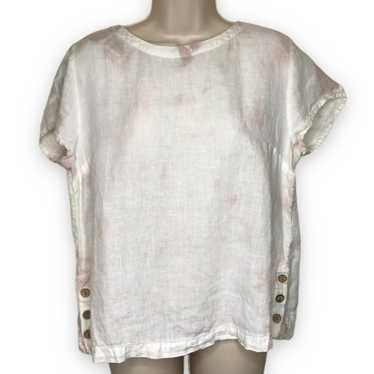 C and C California Cream Tie Dye Linen Short Sleev
