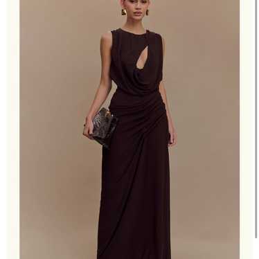 Oria Chiffon Maxi Dress - Cacao Brown NWT