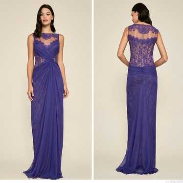 TADASHI SHOJI ARIES LACE & CHIFFON SLIT GOWN NWT