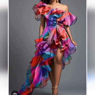 Xpluswear Multicolor Oblique Chiffon Maxi dress NW