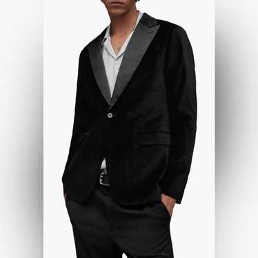 AllSaints Lyra Velveteen Blazer in Black Size 40