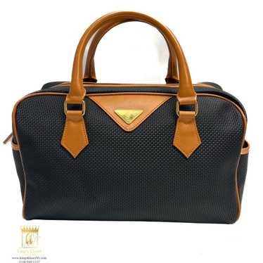 Yves Saint Laurent Tan YSL Canvas Leather Trim Boston Bag