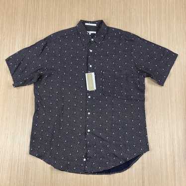 トップス 00s PERRY ELLIS art pattern silk shirt Perry Ellis Men's Dainty Dot Print Long Sleeve Stretch Shirt
