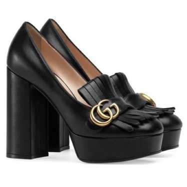 値下げ　GUCCI GGマーモント フリンジ パンプス 黒　サイズ36　23cm 楽天市場】グッチ GUCCI GGマーモントチェンキヒール パンプス
