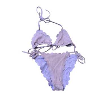 Aerie Waffle Scalloped String Triangle Bikini Top… - image 1