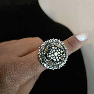 vintage metal silvertone adjustable ring