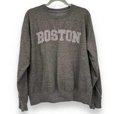 ★韓国人気★LOOKPLE★LOOK BOSTON OVER SWEATSHIRT Women's Black Boston Red Sox Quarter-Zip Sweatshirt