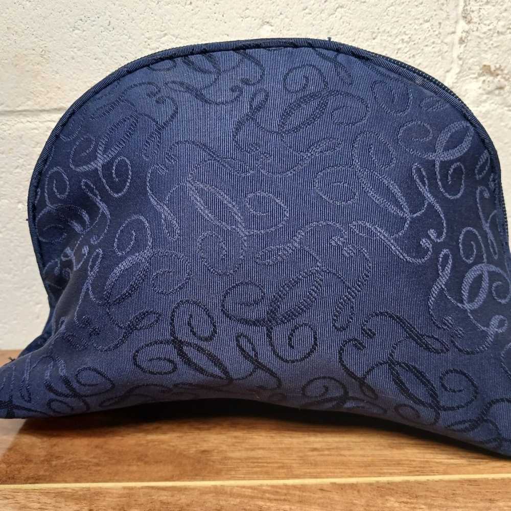 Vintage Guerlain Paris Navy Blue Canvas Cosmetic Travel Makeup Pouch/Bag