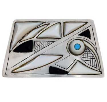 Monster Vintage Native American Navajo Green Spiderweb Turquoise Sterling Silver Keoth Bracelet