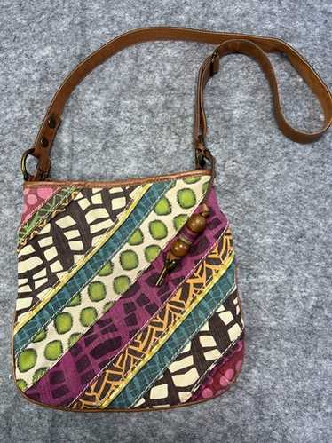 Fossil Multi-Color Stripe Patchwork Style Boho Re… - image 1