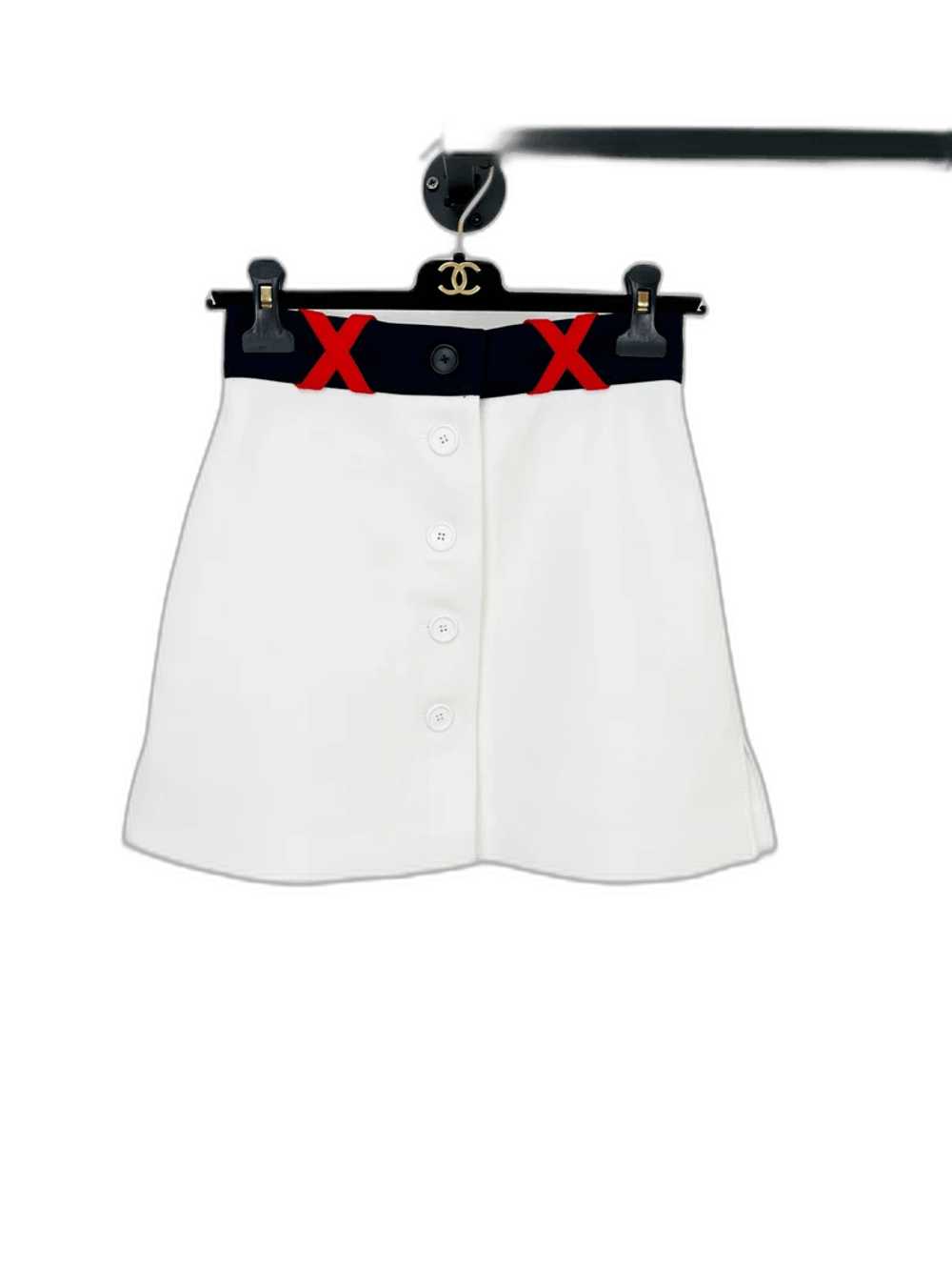 Prada Miu Miu White Color Block A-Line Skirt - image 1