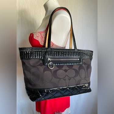 バッグ Coach Poppy Black Signature Shoulder Bag Coach | Signature Poppy 2Way Shoulder Bag | Preloved