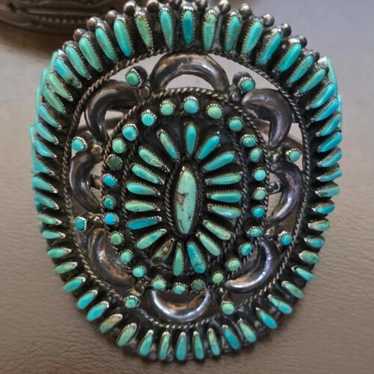 Larry Begay Vintage Native American Navajo Morenci Turquoise Sterling Silver Bracelet Old Larry Begay Vintage Native American Navajo Morenci Turquoise Sterling Silver Bracelet Old