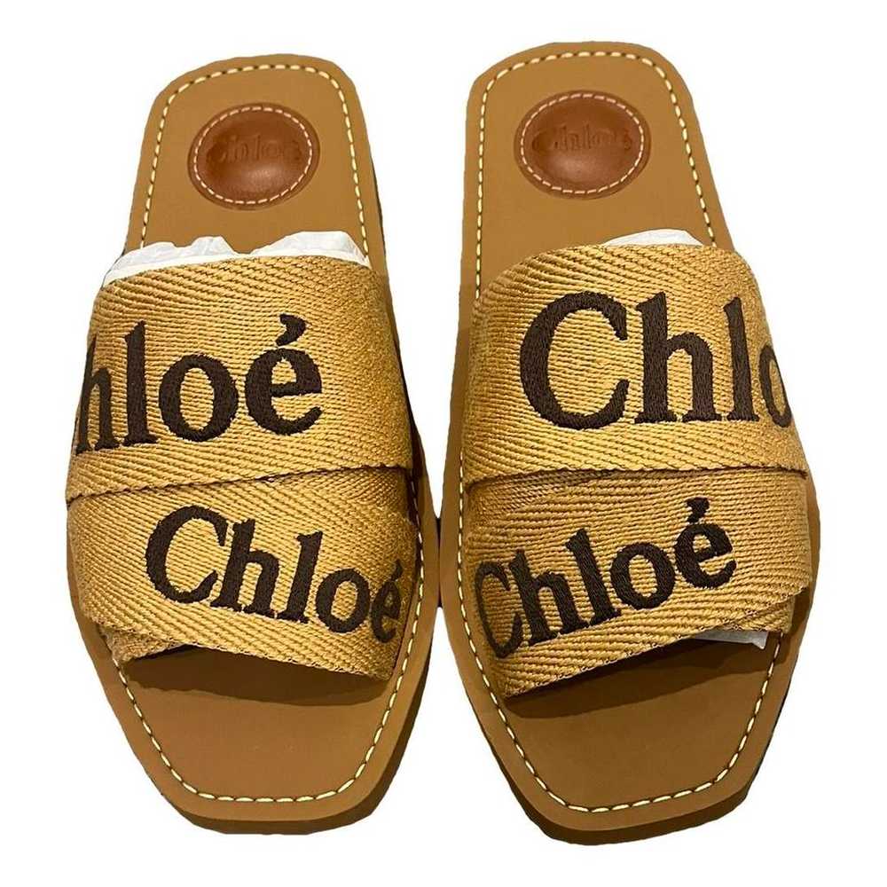 サンダル・ミュール Chloe'  Chloe Slippers and Clogs Women Fabric Yellow 68481 auth CHLOE yellow orange red cotton MERIL 110 Platform