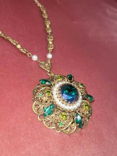 West germany filigree necklace - Gem