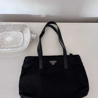 Prada Black Vela Sport Nylon Small Double Handle Tote Bag