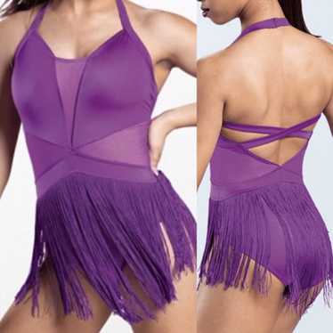 Weissman Balera dance costume purple LUSTRE FRING… - image 1