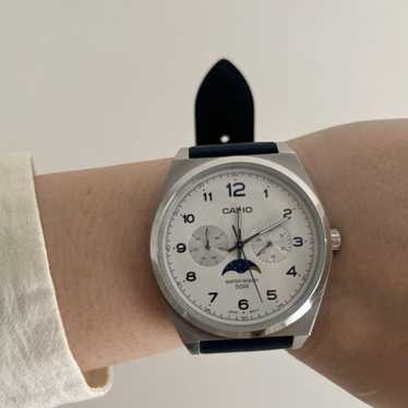 CASIO MTP-M300L-7Aネイビー Casio Men Enticer Leather Analog White Dial Mtp-V300L-7Audf