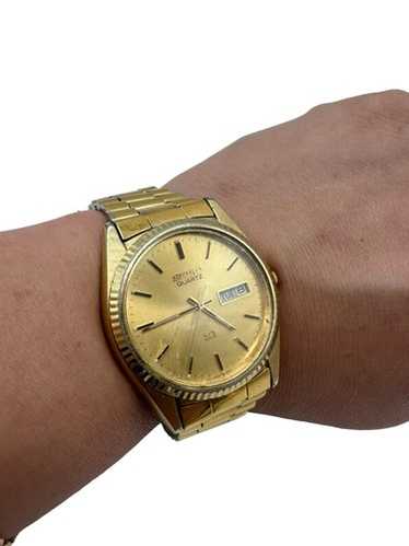 SEIKO ビンテージ スクエア、ゴールド、DAY DATE クオーツび Vintage Seiko SQ Womens President Fluted Bezel Japan Day