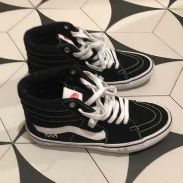 Vans Sk8-Hi ブラック チェック柄 刺繍希少美品⭐︎ VANS SK8 HI-TOP BLACK & WHITE CHECKERBOARD/FLAMES 