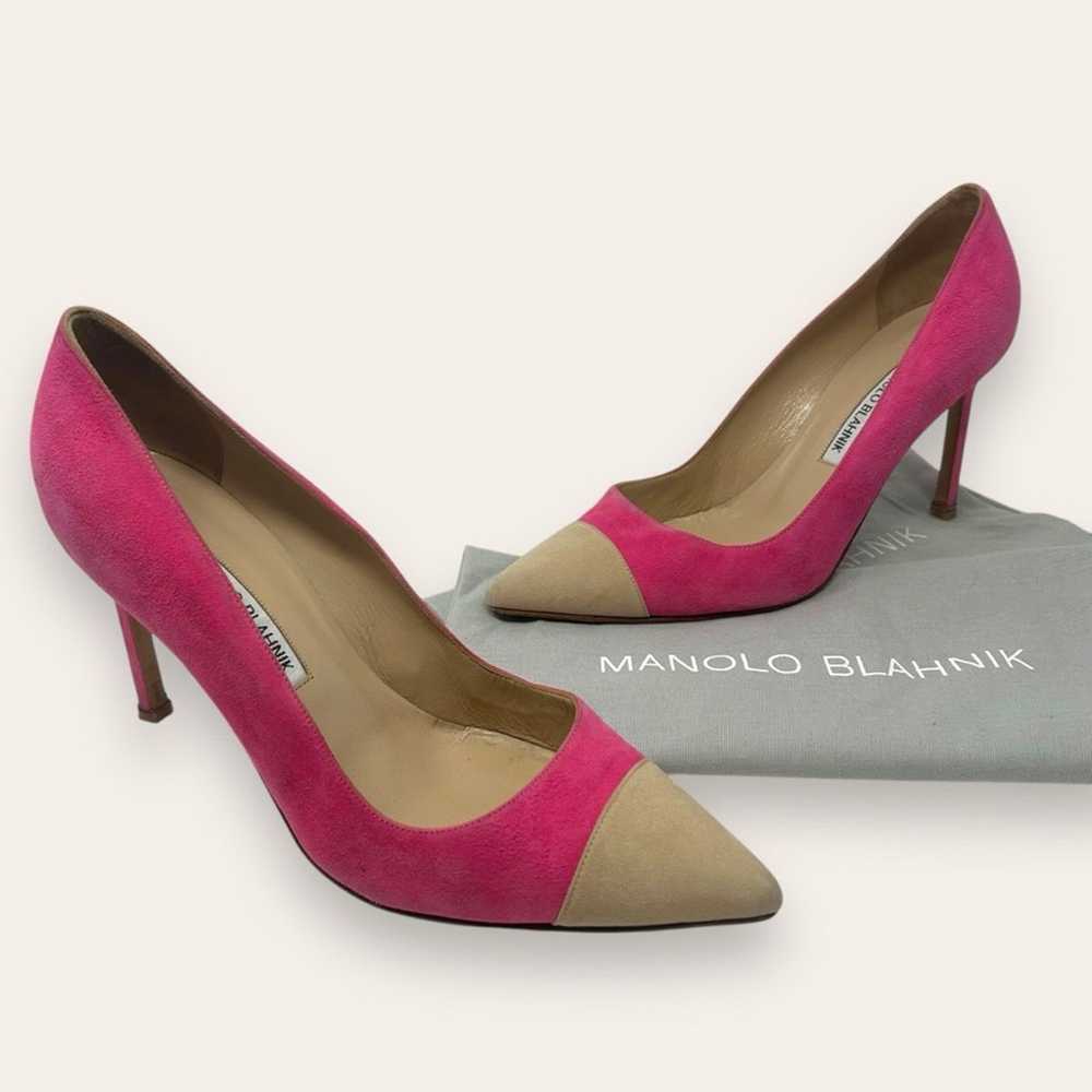 Manolo Blahnik Manolo Blahnik Capcour Suede Pointed Toe Bi Colored Pink 38