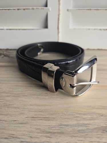 【美品】エポニーヌ／レザー ベルト ミラノ／ブラック Brackney Leather Works/Embossed Leather Belt（ブラックニー