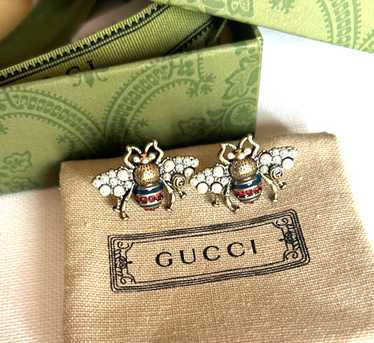 【超レア廃盤品】GUCCI クリスタル付き ビー ピアス GUCCI - GUCCI クリスタル付きビー(ハチ)ピアスの通販 by さき's