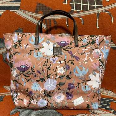 GUCCI★素敵！FLORAL PRINT Coated Canvas TOTE BAG Gucci White Multicolor Floral Print Canvas Large Tote Bag
