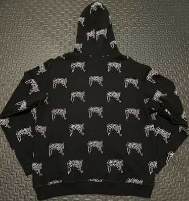 【REVENGE】STONE GREY ALLOVER EMBROIDERED LOGO HOODIE Revenge Hoodie Grey | Grailed